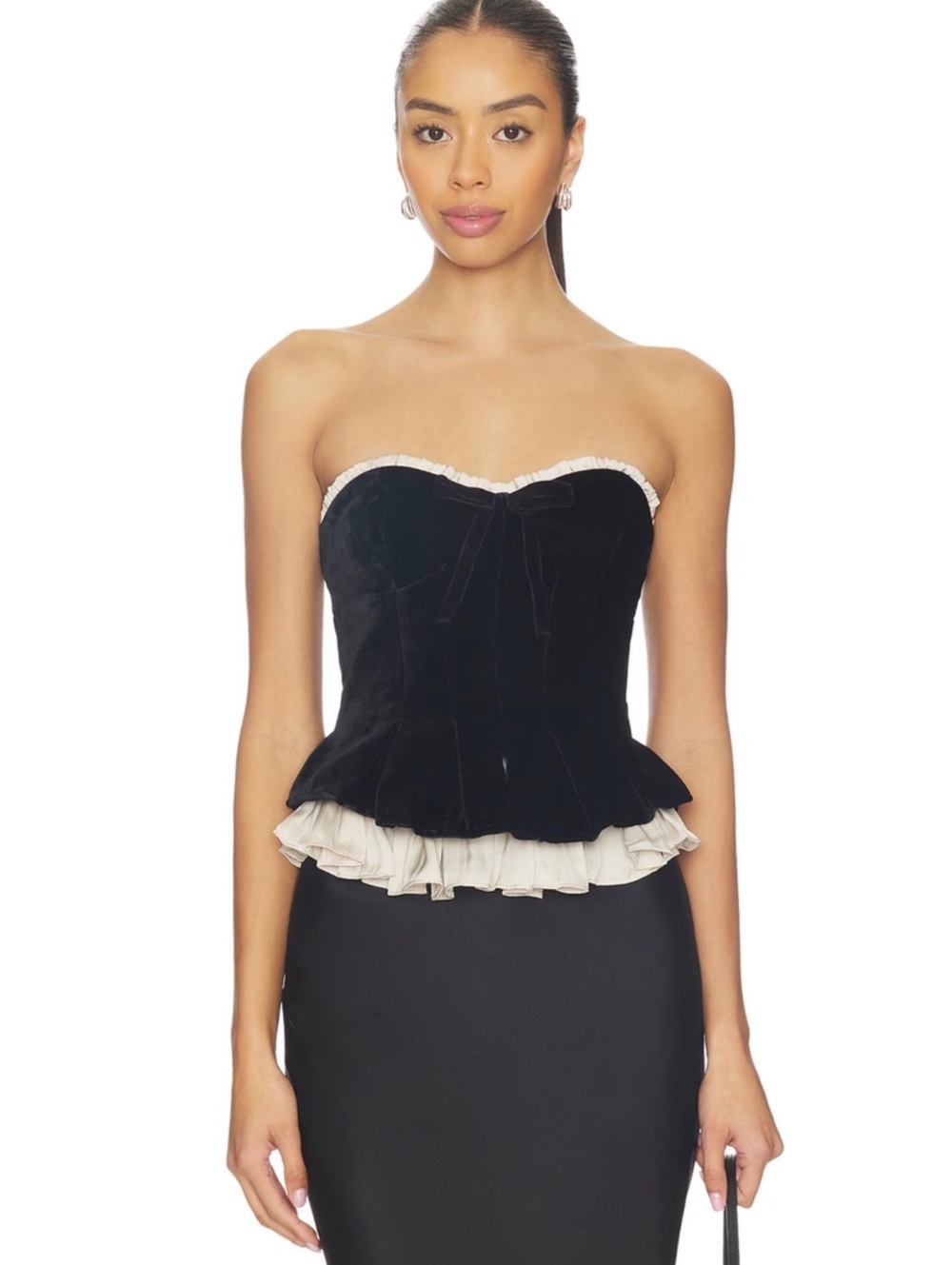 Lauretta Corset Top in Black And Champagne $189 LPA